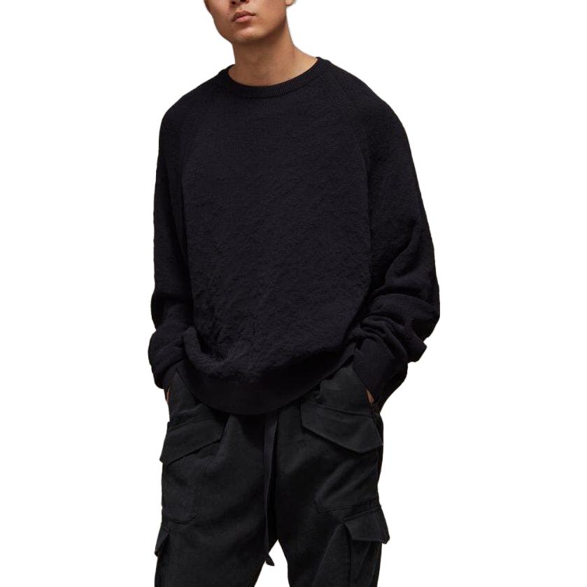 Shop Y-3 Unisex Baju Sweater Leher Bulat Hitam. H63087