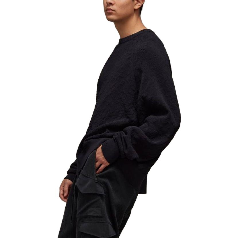 Sizing Y-3 Unisex Baju Sweater Leher Bulat Hitam. H63087
