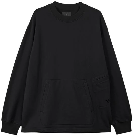 y-3-unisex-solid-color-crewneck-pullover-sweatshirt-black-ir-7113