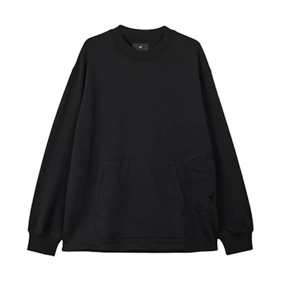 Y-3 Unisex Solid Color Crewneck Pullover Sweatshirt Black IR7113