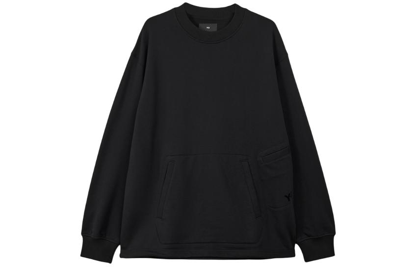 Order Y-3 Unisex Solid Color Crewneck Pullover Sweatshirt Black IR7113
