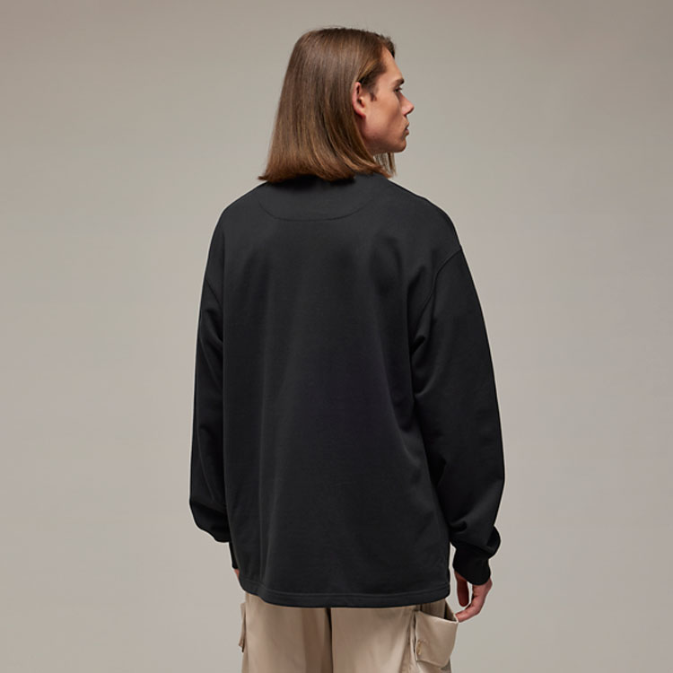 Shop Y-3 Unisex Solid Color Crewneck Pullover Sweatshirt Black IR7113