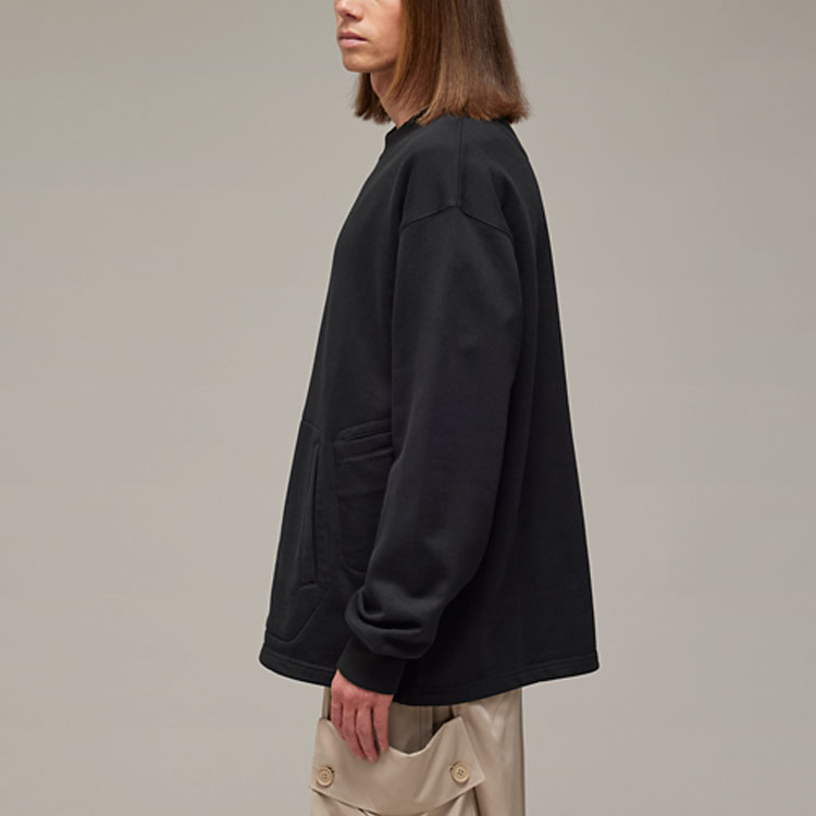 Purchase Y-3 Unisex Solid Color Crewneck Pullover Sweatshirt Black IR7113