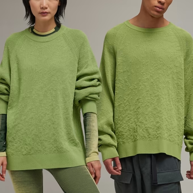 Purchase Y-3 Unisex Solid Knit Crewneck Sweater Lengan Panjang Hijau. IP7713