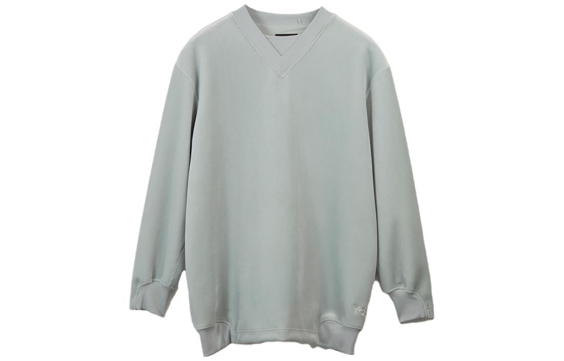 Y-3 Unisex Solid V-Neck Long Sleeve Sweatshirt Grey IQ1828