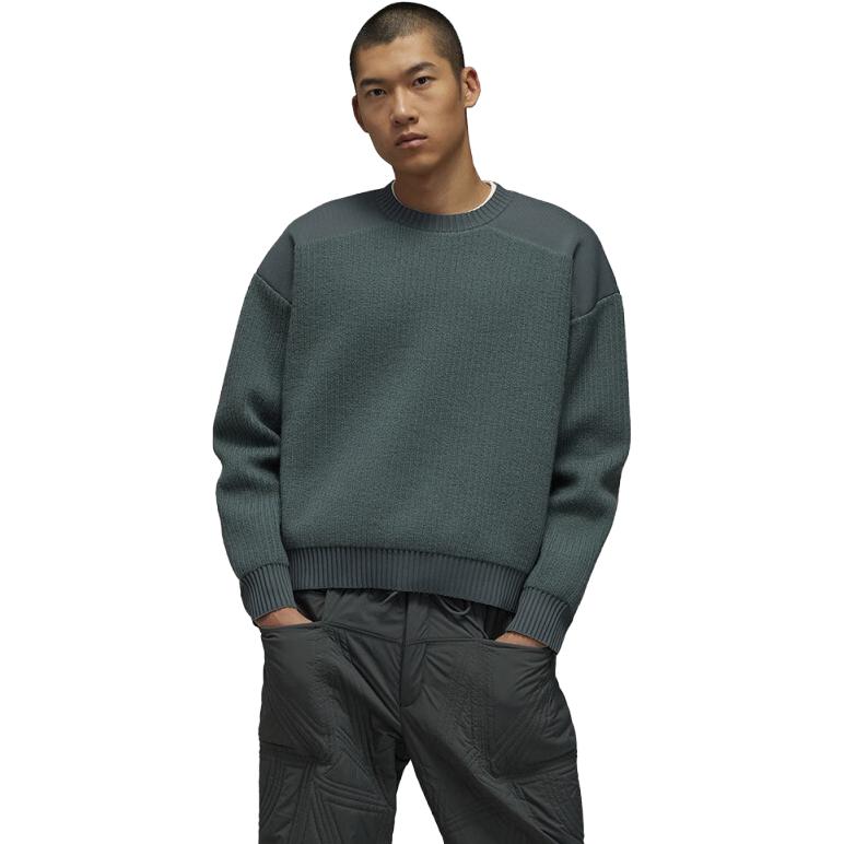 Lookbook Y-3 Unisex Baju Sejuk Wool Oversized Crewneck - Gaya Kasual. IP7944