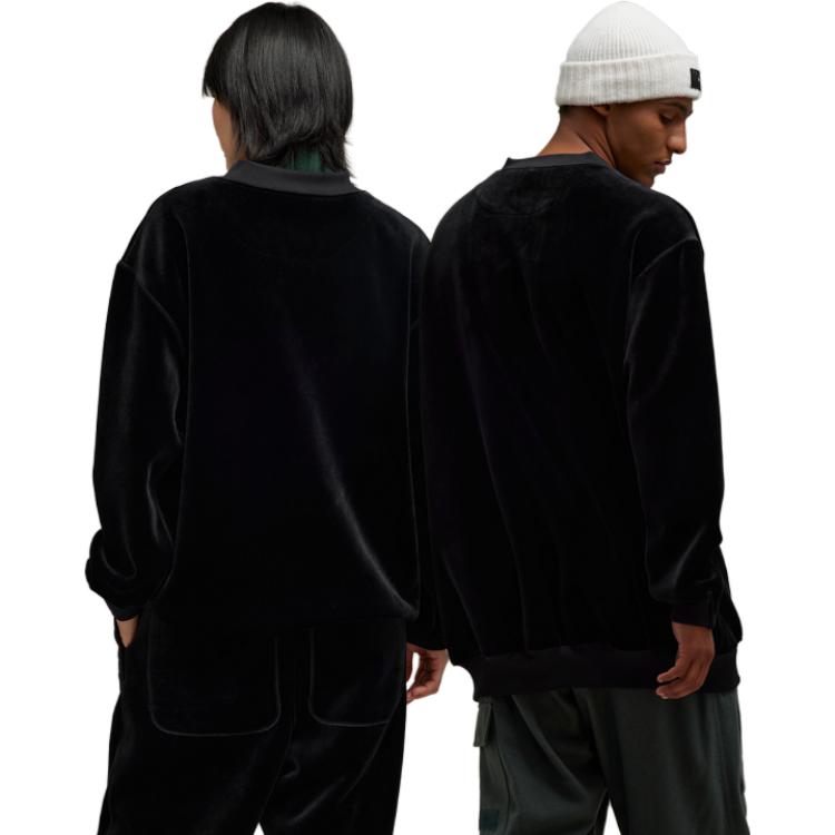 Shop Y-3 Velvet Crew Minimalist Pullover Sweatshirt Unisex Black IL2146