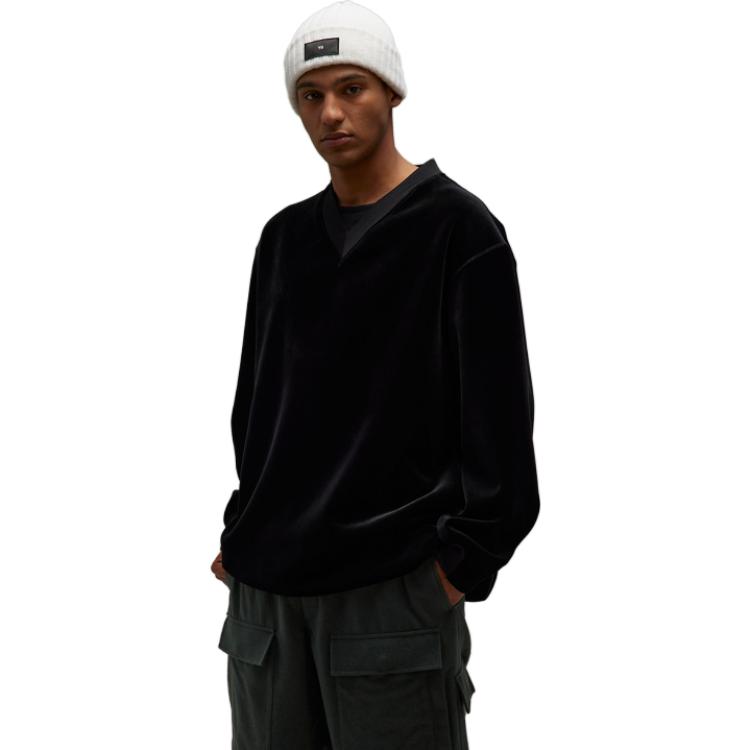 Purchase Y-3 Velvet Crew Minimalist Pullover Sweatshirt Unisex Black IL2146