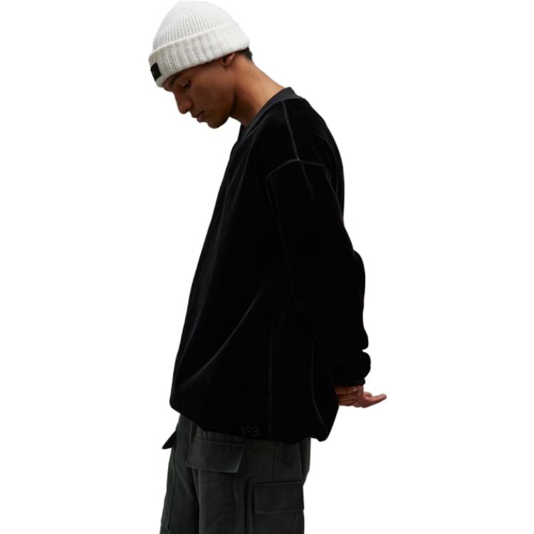 Sizing Y-3 Velvet Crew Minimalist Pullover Sweatshirt Unisex Black IL2146