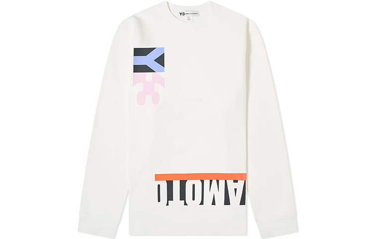 Order Y-3 White Crewneck Pullover Sweatshirt with Letter Print Design FS5594