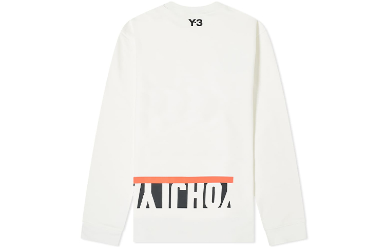 Lookbook Y-3 White Crewneck Pullover Sweatshirt with Letter Print Design FS5594