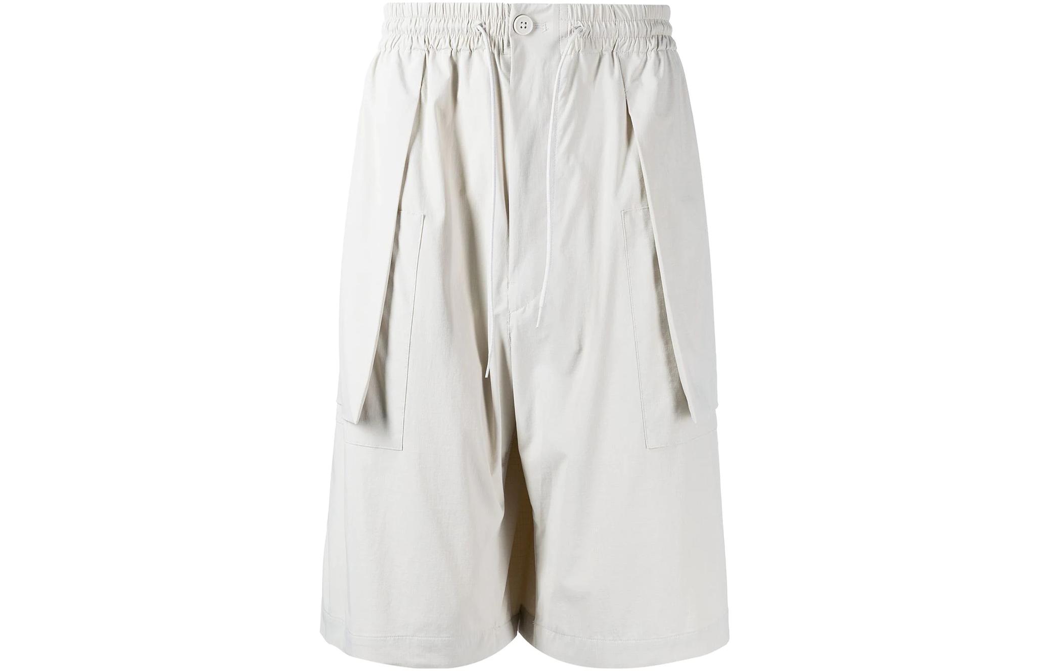 Order Y-3 White Solid Color Drawstring Waist Knee-Length Shorts Men HG6244