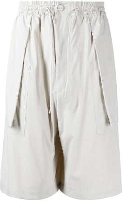 Y-3 White Solid Color Drawstring Waist Knee-Length Shorts Men HG6244 Order Y-3 White Solid Color Drawstring Waist Knee-Length Shorts Men HG6244