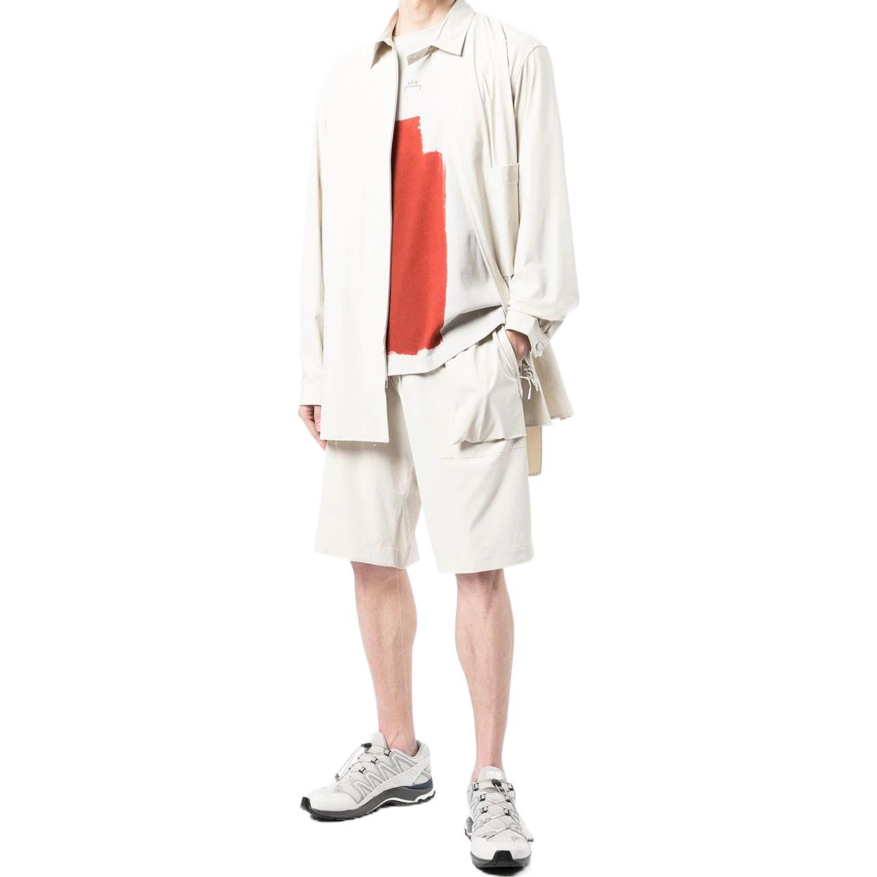 Lookbook Y-3 White Solid Color Drawstring Waist Knee-Length Shorts Men HG6244