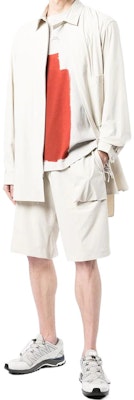 Y-3 White Solid Color Drawstring Waist Knee-Length Shorts Men HG6244 Lookbook Y-3 White Solid Color Drawstring Waist Knee-Length Shorts Men HG6244