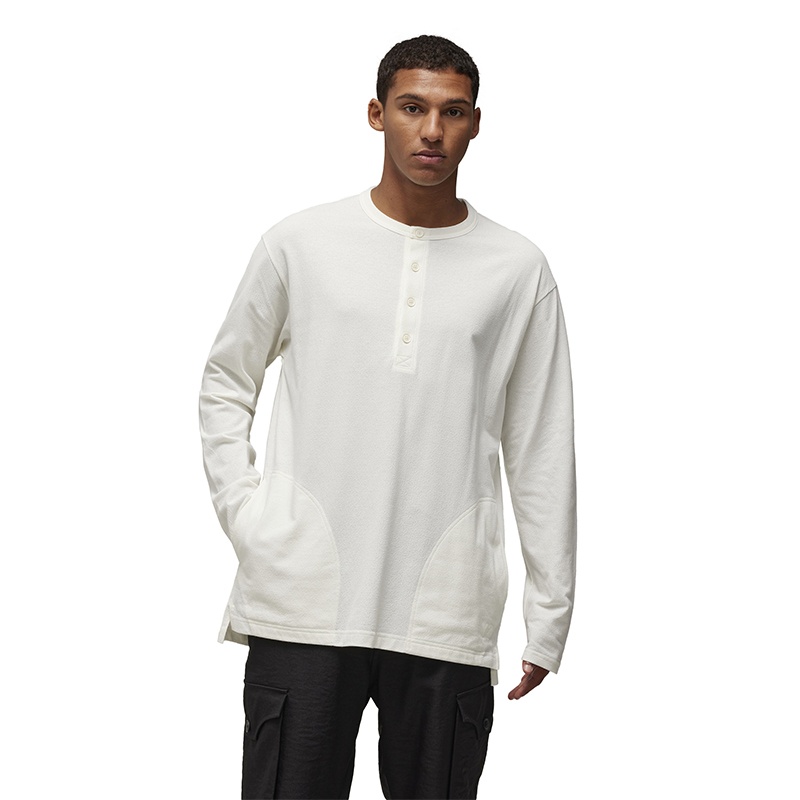 Lookbook Y-3 WRKWR SS Tee Unisex White Long Sleeve Button Crewneck Shirt. 50-IV5632