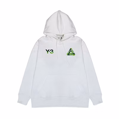 Y-3 PALACE Logo Print White Hoodie Unisex Collaboration. HT3754