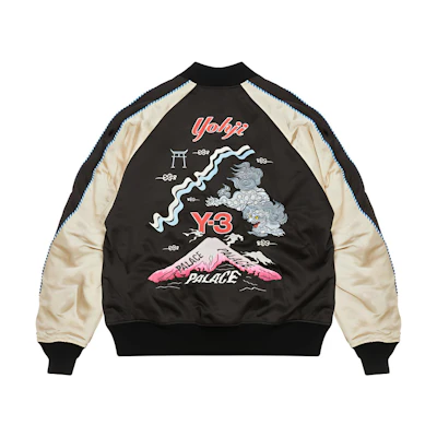 Y-3 Palace Reversible Baseball Collar Jacket Black Unisex Embroidered Logo. HT3752