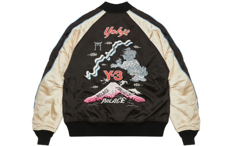 Order Jaket Kolar Besbol Boleh Balik Y-3 x Palace Hitam Unisex Logo Sulam. HT3752