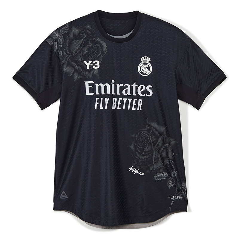 Y-3 x Real Madrid Logo Print Black T-Shirt Unisex Collaboration Jersey Tee. IN4275