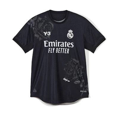 Y-3 Real Madrid Logo Print Black T-Shirt Unisex Collaboration Jersey Tee. IN4275