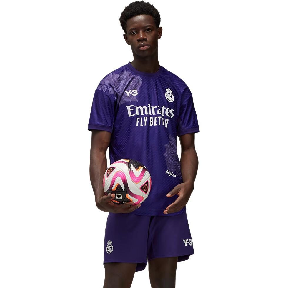 Cheap Y-3 x Real Madrid Logo Print Collaboration Purple Soccer T-Shirt Unisex. IU0035
