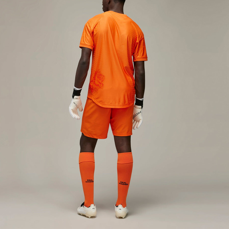 Purchase Y-3 x Real Madrid Logo Print Orange Short Sleeve Soccer Jersey for Men. IU0037