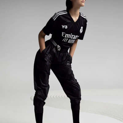 Y-3 x Real Madrid SS22 Black Logo Print Striped Jogger Pants Unisex HI0924 Cheap Y-3 x Real Madrid SS22 Black Logo Print Striped Jogger Pants Unisex HI0924