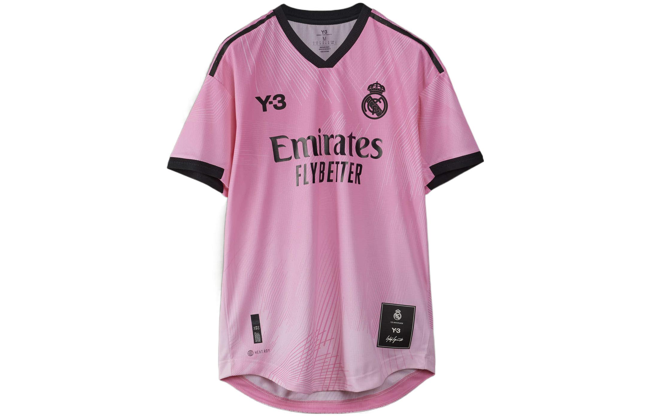 Order Y-3 x Real Madrid SS22 Camiseta Rosa Logo Gráfico Cuello V Colaboración. HI3984