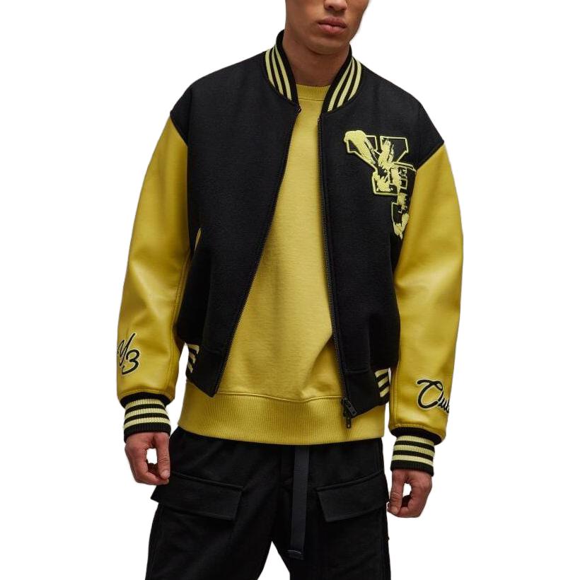 Shop Y-3 Zip-Up Stand Collar Jacket Black Yellow Unisex Long Sleeve. IQ2132