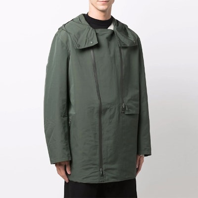 Y-3 Zip Pocket Solid Color Hooded Parka Coat Green for Men. HB3400 Shop Y-3 Zip Pocket Solid Color Hooded Parka Coat Green for Men. HB3400