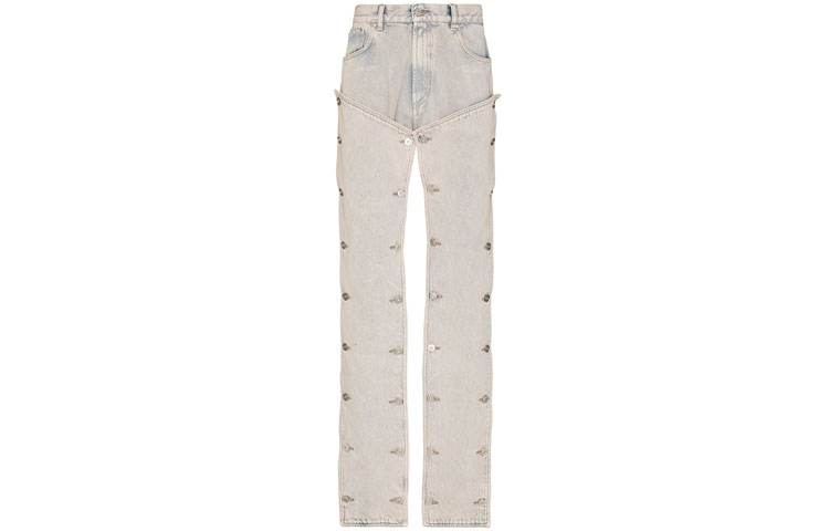 Y/Project  Straight-Leg Snap Button Patchwork Jeans Blue JEAN32S21