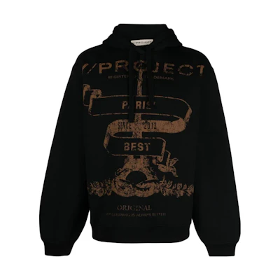 Y/Project FW23 Letter Print Drawstring Hoodie Unisex Black SWEAT56S25-BLACK
