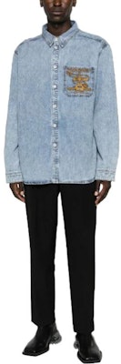 Y/Project FW23 Kemeja Denim Logo Sulam Biru Distressed Unisex. SHIRT69S25-BLUE Lookbook Y/Project FW23 Kemeja Denim Logo Sulam Biru Distressed Unisex. SHIRT69S25-BLUE