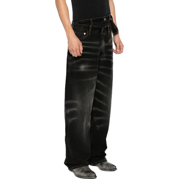 Purchase Y/Project FW23 Seluar Jeans Kaki Lebar Hitam Vintage Pudar Unisex JEAN48S25-BLACK