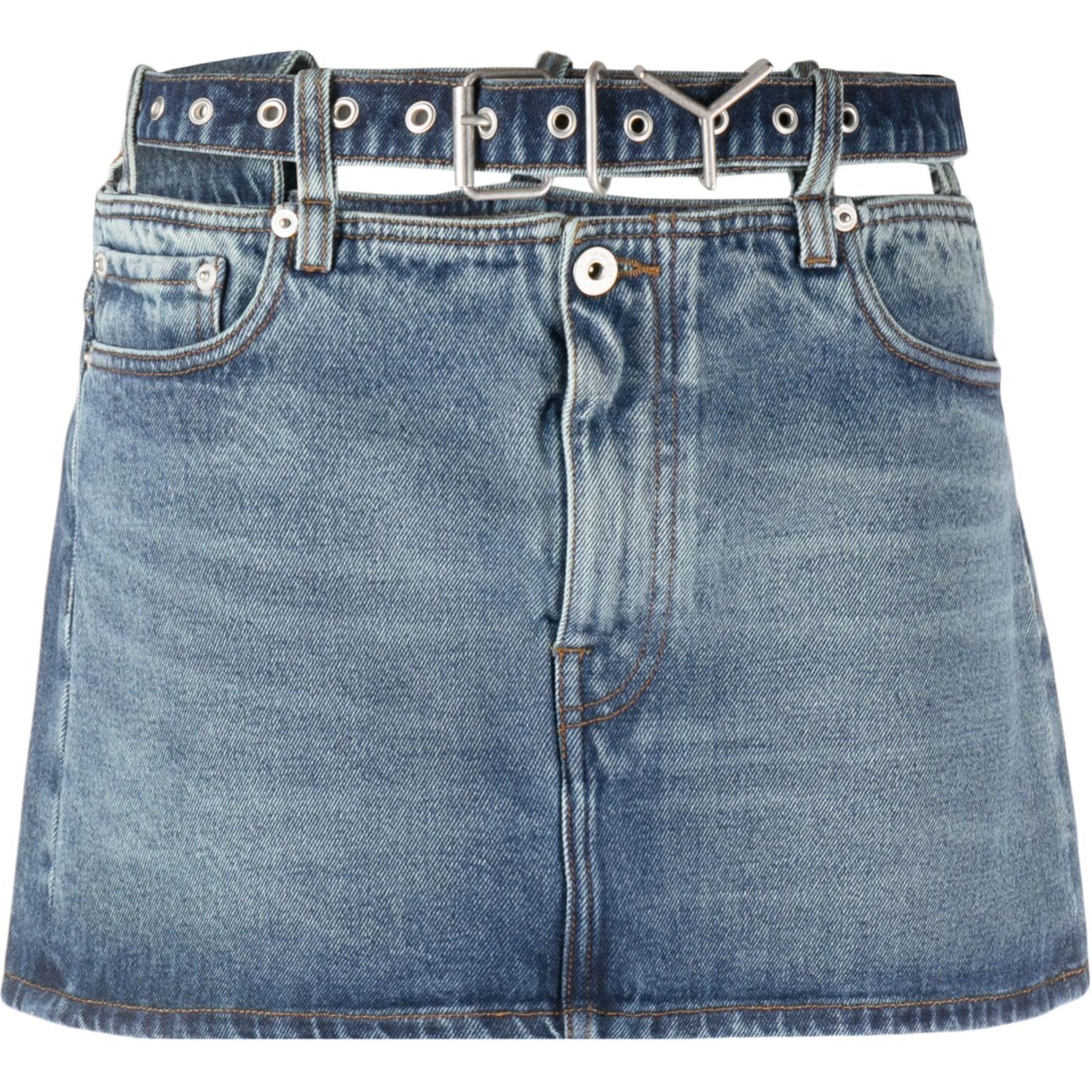 Y/Project FW23 Y-Waist Mini Denim Skirt Blue WSKIRT86S25-BLUE