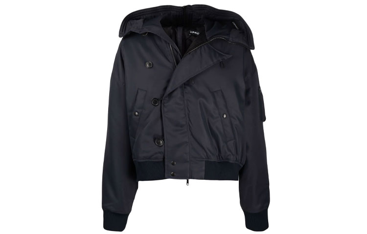 Y/Project Oversized Hoodie Jacket with Back Zipper in Dark Navy JACK80S21F328NAVY