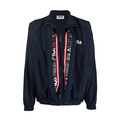 Y/Project SS22 Layered Bust Logo Patch Detail Zip Jacket Unisex Blue. YPFIJACK1S22F376NAVY