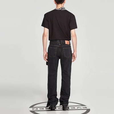 Y/Project SS23 Jeans Hitam Straight-Leg dengan Butang Tampal. JEAN32-S24-BLAC Shop Y/Project SS23 Jeans Hitam Straight-Leg dengan Butang Tampal. JEAN32-S24-BLAC