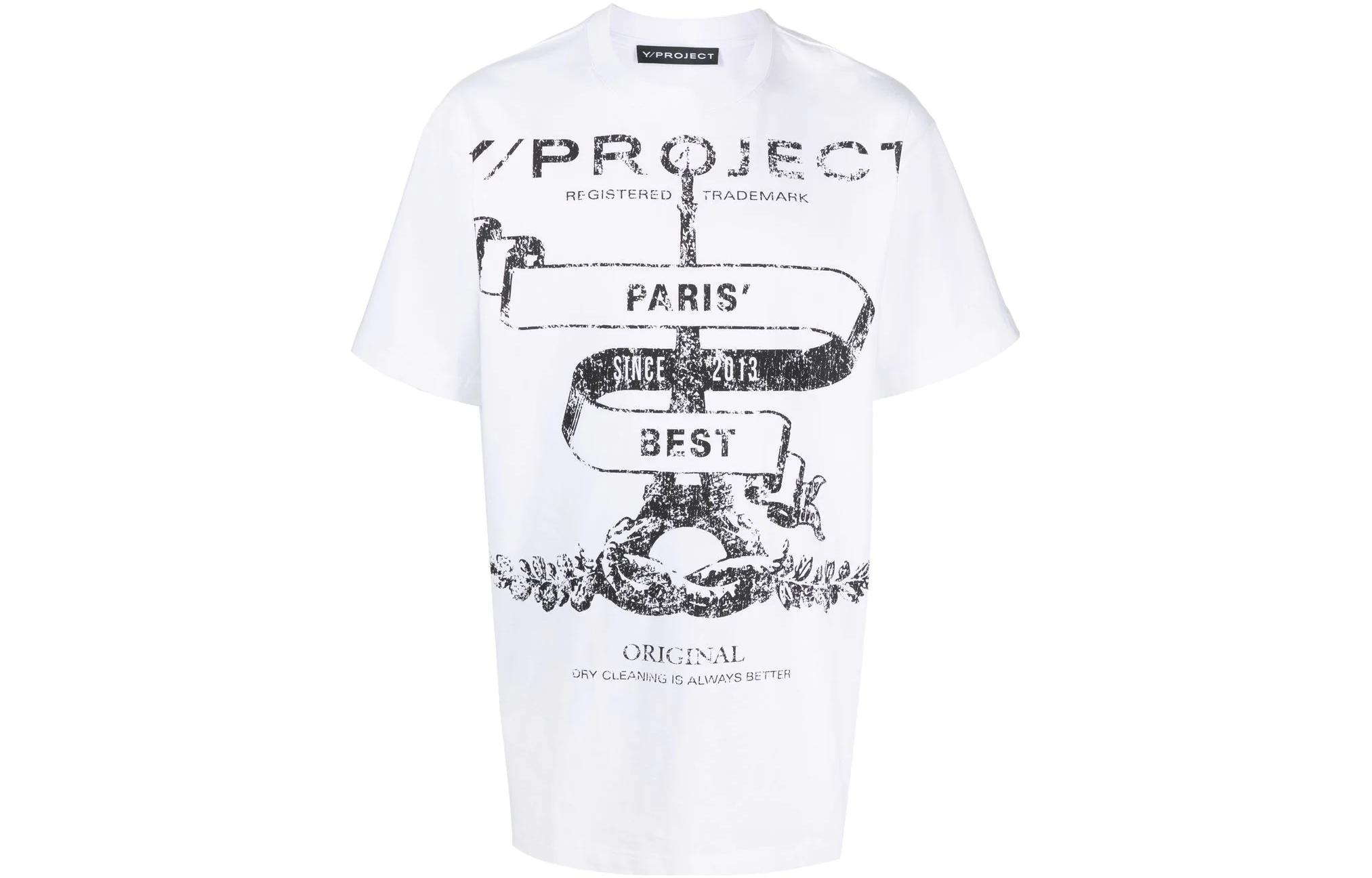 Y/Project SS23  Graphic Print White Crewneck Short Sleeve Tee TS75J38WHITE