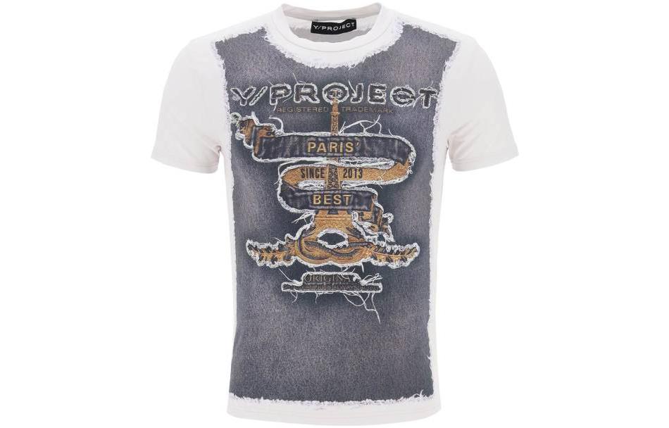 Order Y/Project SS23 Kemeja-T Slim Fit Lengan Pendek Putih dengan Cetakan Huruf TS77S24J104TAUNV