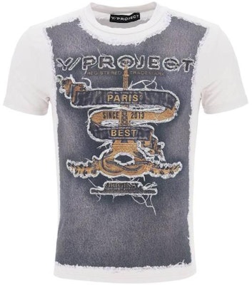 Y/Project SS23 Kemeja-T Slim Fit Lengan Pendek Putih dengan Cetakan Huruf TS77S24J104TAUNV Order Y/Project SS23 Kemeja-T Slim Fit Lengan Pendek Putih dengan Cetakan Huruf TS77S24J104TAUNV