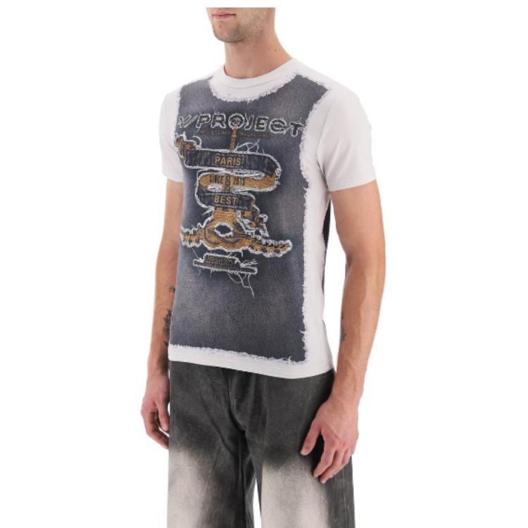 Lookbook Y/Project SS23 Kemeja-T Slim Fit Lengan Pendek Putih dengan Cetakan Huruf TS77S24J104TAUNV