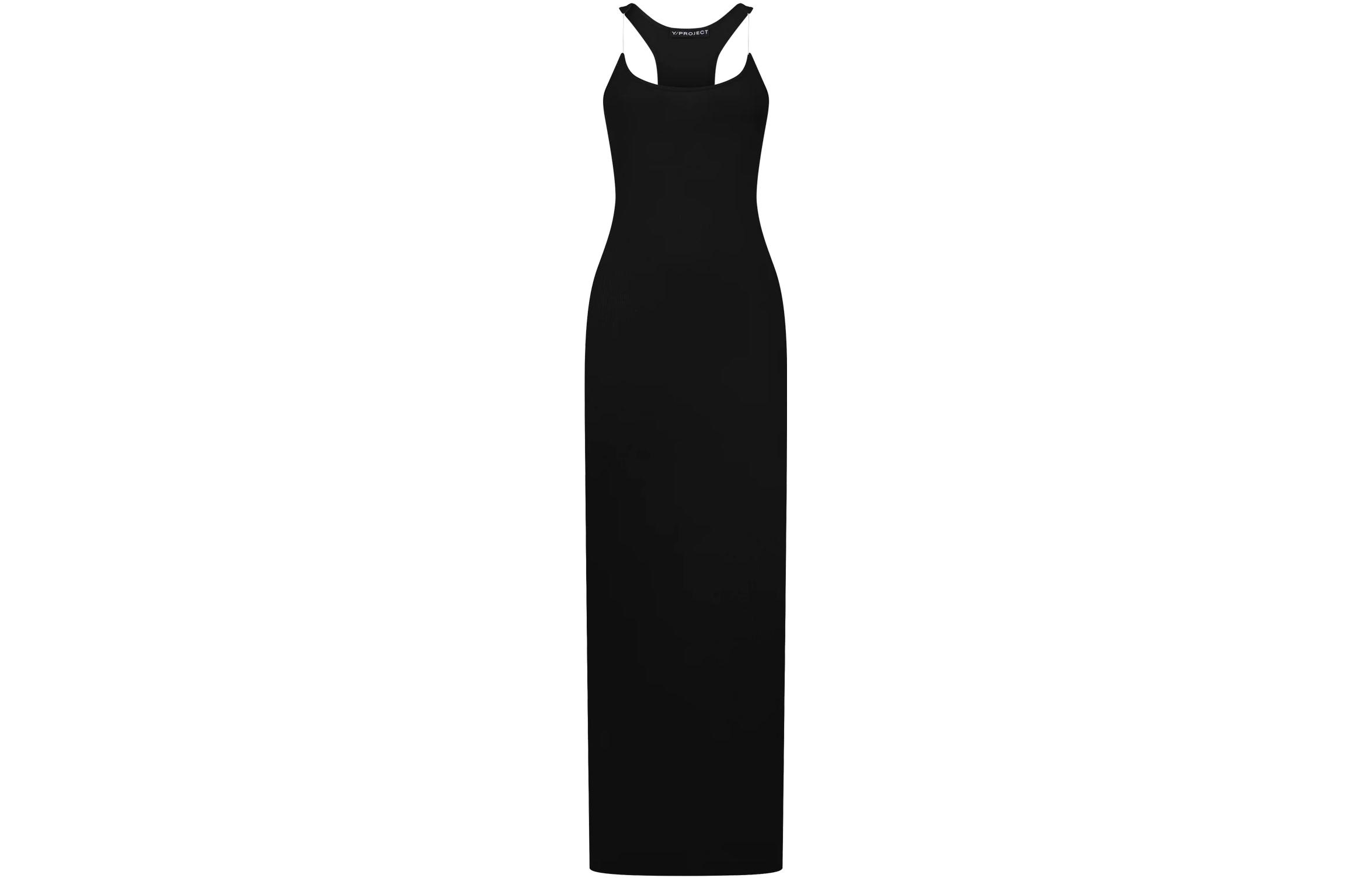 Y/Project SS23 Black Slim Fit Maxi Slip Dress with Invisible Straps WDRESS62-BLACK