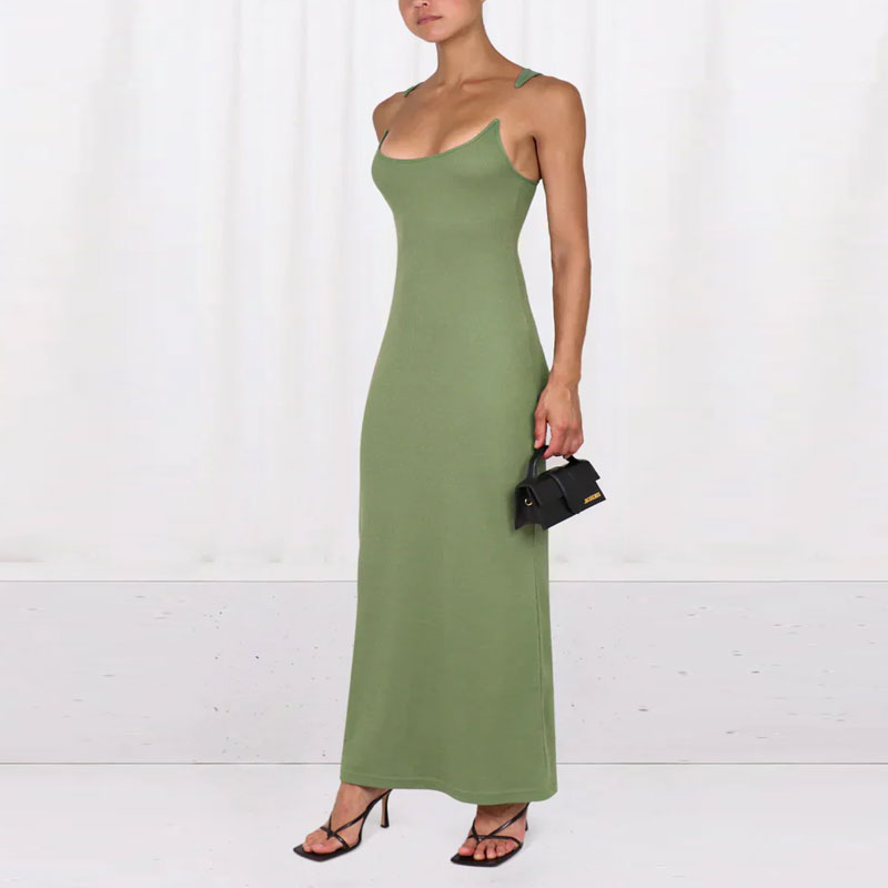 Lookbook Y/Project SS23 Dress Hijau Slim-Fit Tanpa Lengan Spaghetti Strap. WTSDRESS62-OLIV