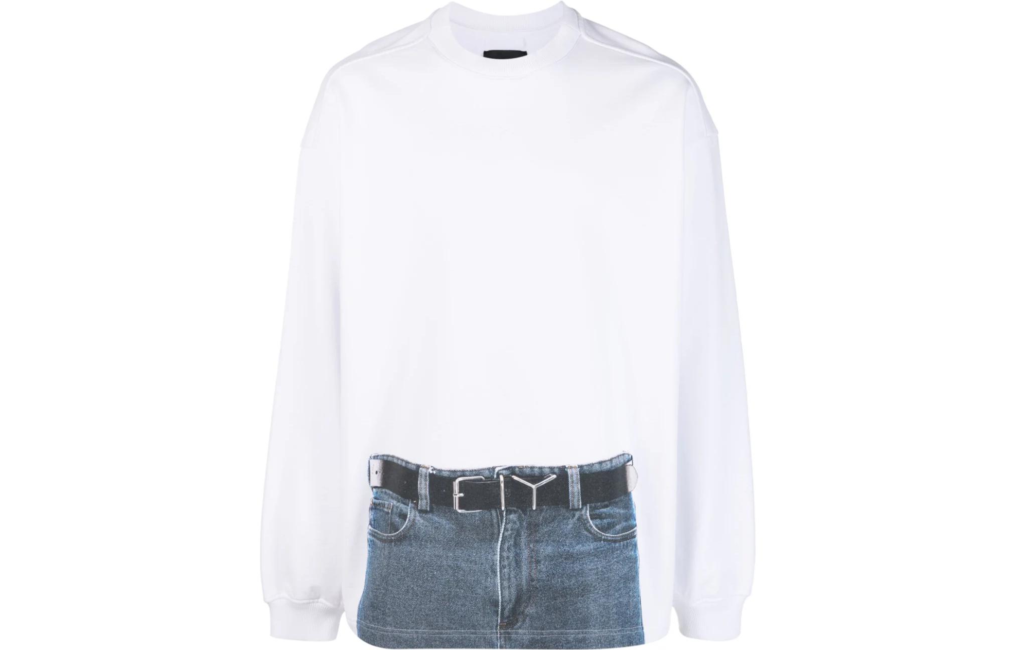 Y/Project SS23 Optical Illusion Graphic Long Sleeve Sweatshirt White YPJPGSWEAT3S24-WHITE