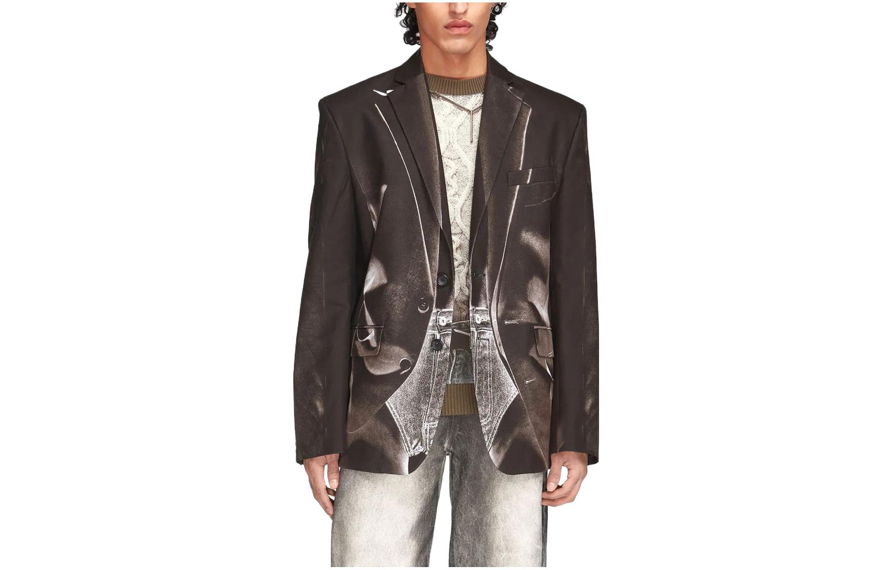 Y/Project x JPG Unisex Printed Long Blazer Black Collaboration. Blaz2_black