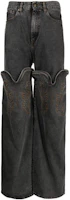 Order Y/Project 黑色幾何拉鏈多口袋設計直筒牛仔褲 JEAN36S25-BLACK