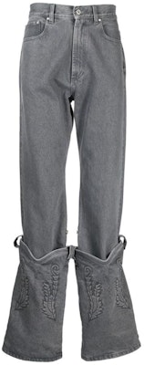 Y/Project YProject Jeans Kelabu Lurus dengan Sulaman dan Butang. JEAN35S23 Order Y/Project YProject Jeans Kelabu Lurus dengan Sulaman dan Butang. JEAN35S23