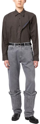 Y/Project YProject Jeans Kelabu Lurus dengan Sulaman dan Butang. JEAN35S23 Lookbook Y/Project YProject Jeans Kelabu Lurus dengan Sulaman dan Butang. JEAN35S23